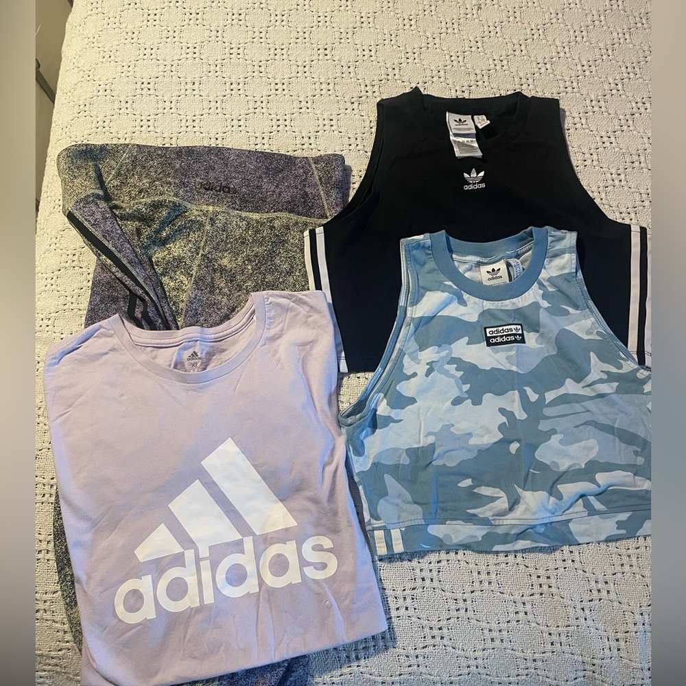 Adidas Athletic Wear, crop tops, tshirt and leggings
